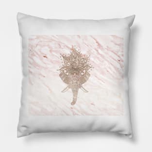 Golden abstract elephant - pink marble Pillow