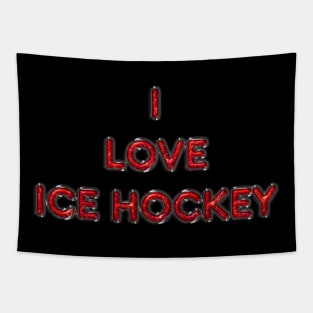 I Love Ice Hockey - Red Tapestry