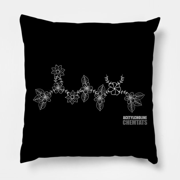 Acetylcholine (W) Pillow by chemtats