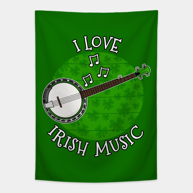 St Patrick's Day Banjo, I Love Irish Music Tapestry by doodlerob