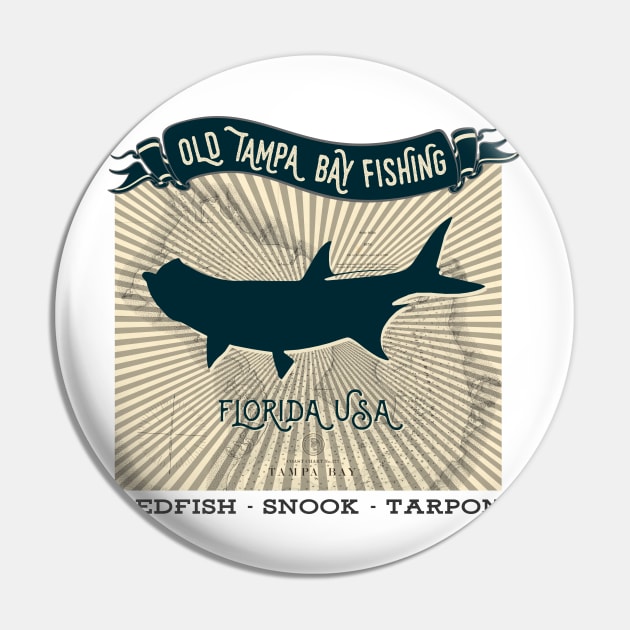 Old Tampa Bay Florida Fishing Tarpon Pin by HighBrowDesigns