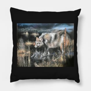 A Wolf in the Marshlands Pillow