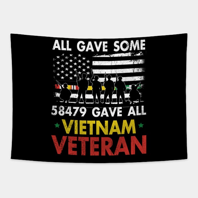 Vietnam Veteran All Gave Some 58,479 Gave All T-Shirt with Soldiers Statue and Service Ribbon Tapestry by Otis Patrick