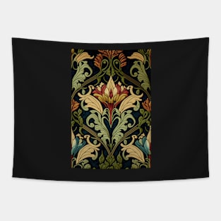 Floral Garden Botanical Print with Fall Gold Flowers and Leaves Tapestry