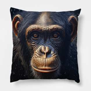 Oil Paint Hyperrealism: Amazing Zoo Chimpanzee Pillow