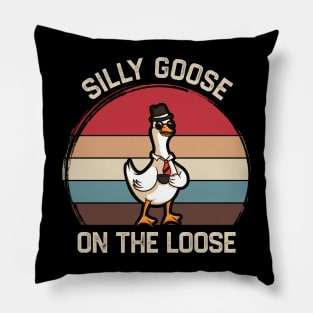 Silly Goose on The Loose Retro Pillow