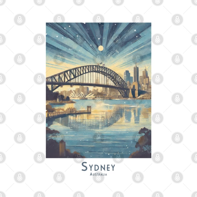 Retro Vintage Travel Poster Sydney Skyline at Dusk by POD24