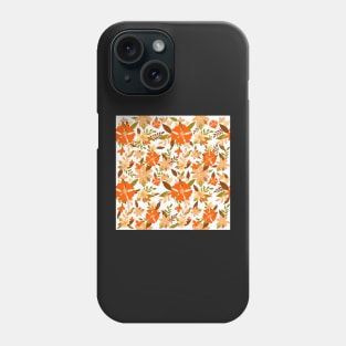 Pastel Color Floral Pattern - Brown Green Orange White Phone Case