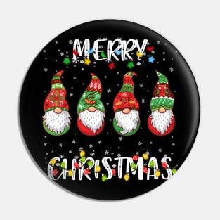 Funny Gnomes Merry Christmas Pin