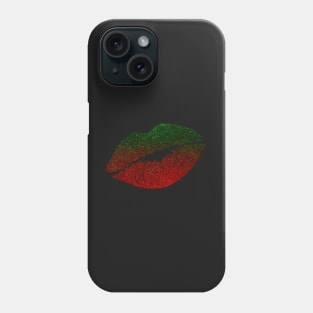 Red Green Ombre Christmas Faux Glitter Lips Phone Case