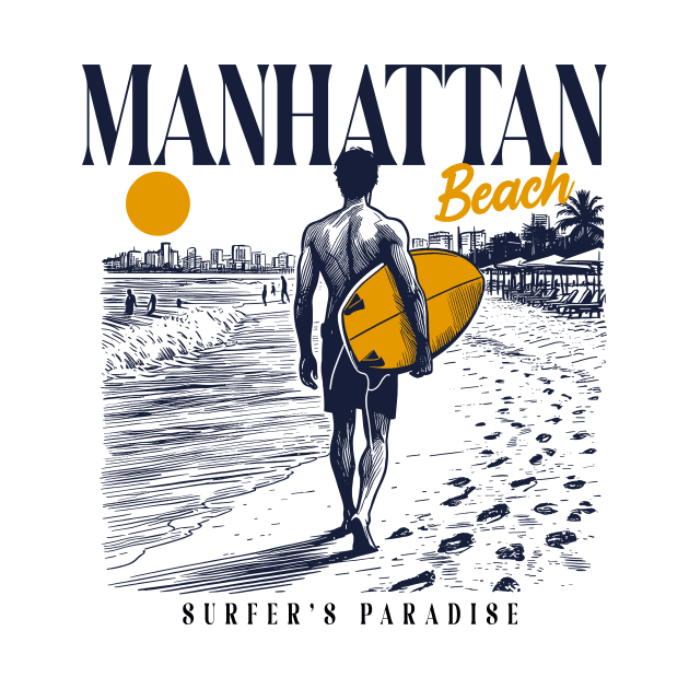 Vintage Surfing Manhattan Beach, California // Retro Surfer Sketch // Surfer's Paradise by Now Boarding