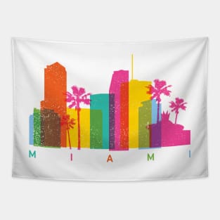 Colorful Miami Theme Park Skyline Tapestry