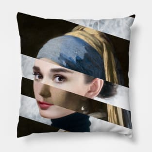 Poster Vermeer's "Girl with a Pearl Earring" & Audrey Hepburn Pillow