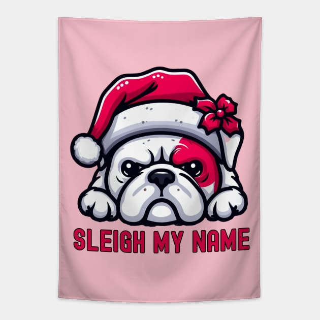 Merry pugmas dog Tapestry by Japanese Fever