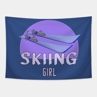 Skiing Girl Tapestry