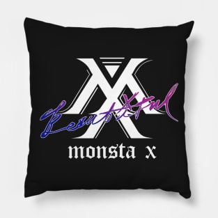 MONSTA X Beautiful Logo Blue to Fuchsia Gradient Pillow