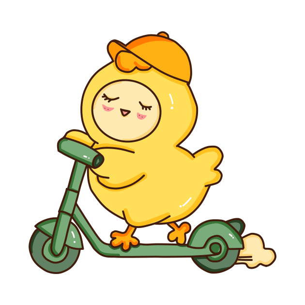 Chicken riding electric scooter by Saysaymeme