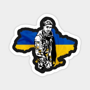 Glory to Ukraine. Peace for Ukraine - Ukrainian soldier hero. Magnet