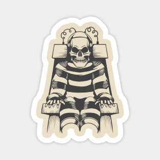 Human Skeleton Wear in Prison Suit on Electric Chair Magnet