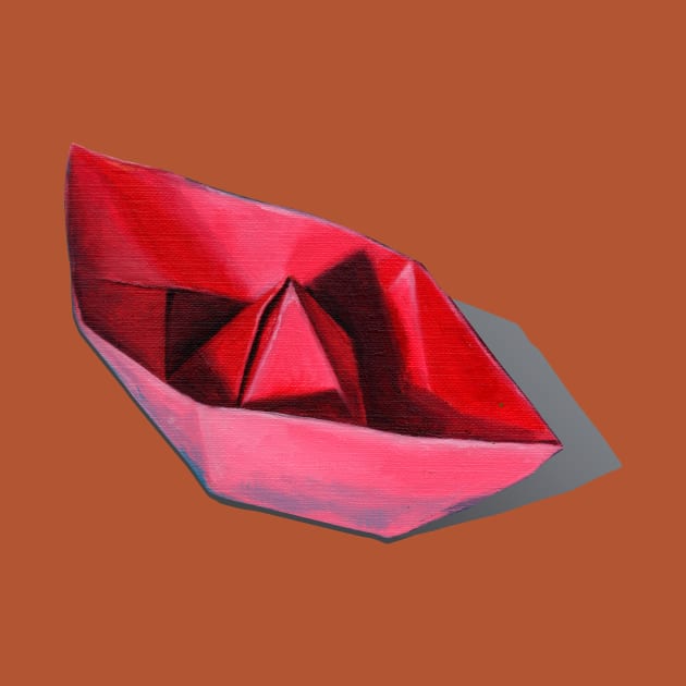 Little Red Paper boat Origami by ABelloArt