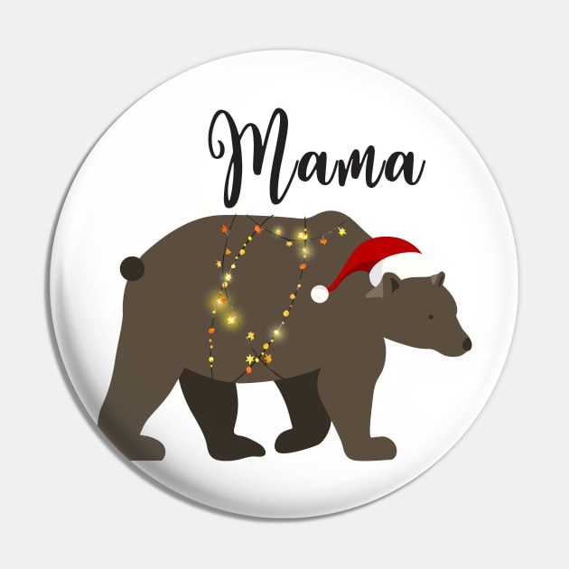 Mama Bear Christmas Pajamas TShirt Matching Santa Hat Lights Pin by adrinalanmaji