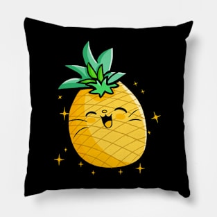 Pineapple Cat Vacation Beach Tropical Aloha Kawaii Pillow