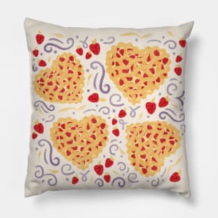 Heart Shaped Strawberry Tart Pattern Pillow