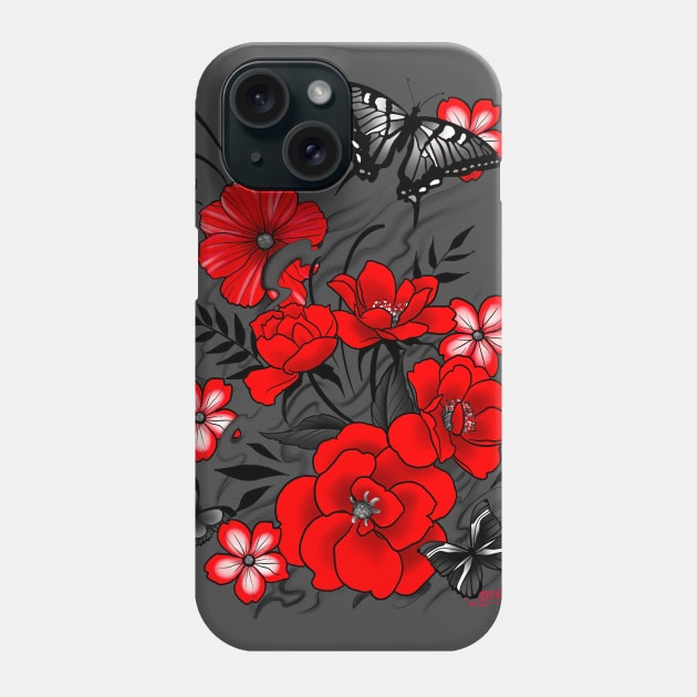 Red Flowers Phone Case by MetroInk