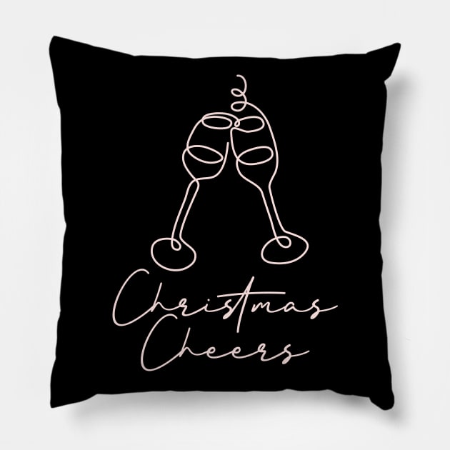 Christmas Cheers Continuous Line Drawings Pillow by Hobbybox