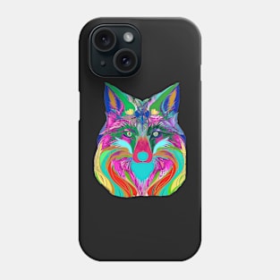 COLOURFUL FOX HEAD BLUE COLORED Phone Case