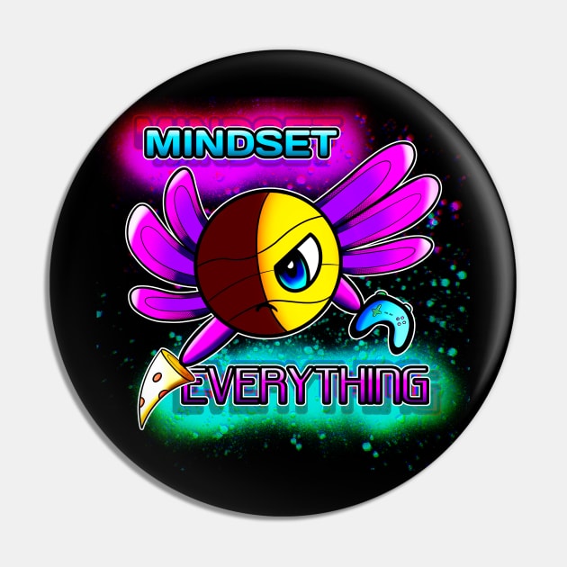 Mindset Everything Axolotl Basketball Season Kids Teens Graphic Gift Pin by MaystarUniverse