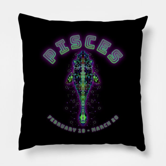 Pisces 8b Black Pillow by Boogie 72