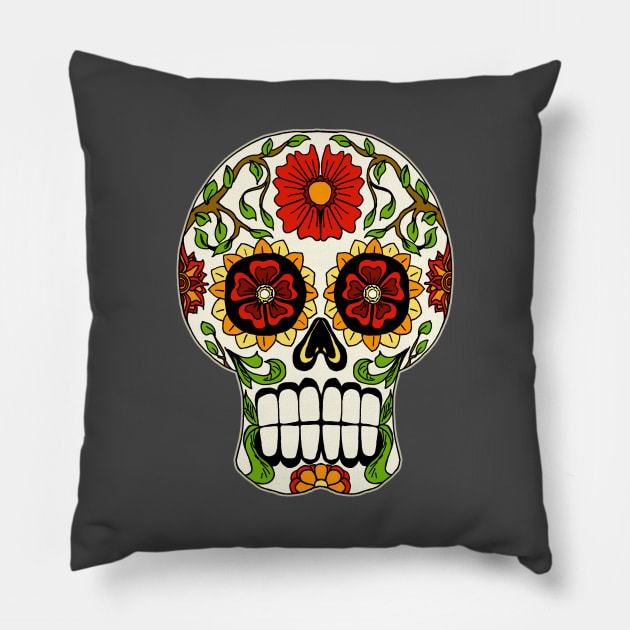 sugar skull Pillow by saitken