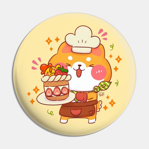 Cute Shiba Baking Pin by Nas.ArtSpace