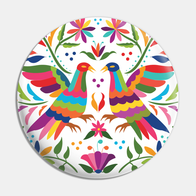 Mexican Otomí Birds. Colorful and floral composition by Akbaly Pin by Akbaly