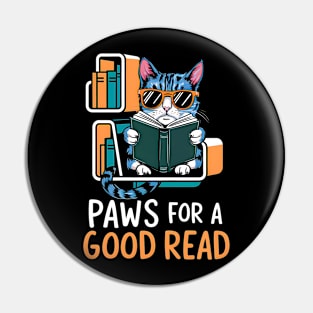 Paws for a Good Read | Funny cat reading book Pin