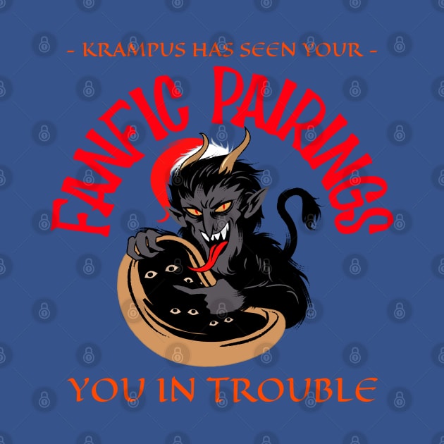 “Krampus Has Seen Your Fanfic Pairings— You In Trouble” Krampus With Bag by Tickle Shark Designs