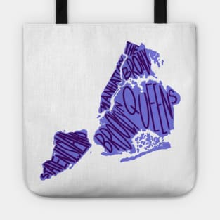 Purple New York City Borough Map Tote