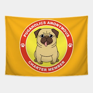 Pugaholics Anonymous Charter Member Pug Dog Lover (Yellow) Tapestry