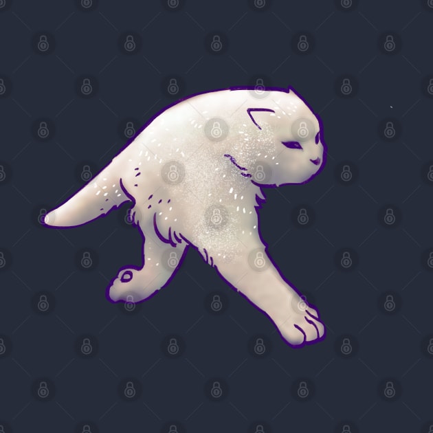 cursed white cat cryptid walking on two legs meme by mudwizard