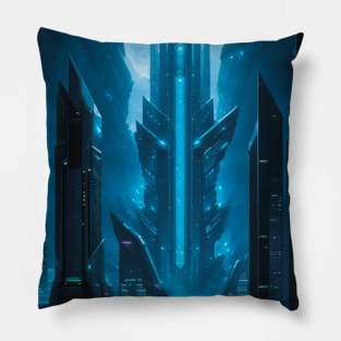 Spaceport with an evil, futuristic building Pillow