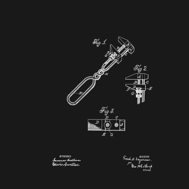 monkey wrench Vintage Patent Hand Drawing by TheYoungDesigns