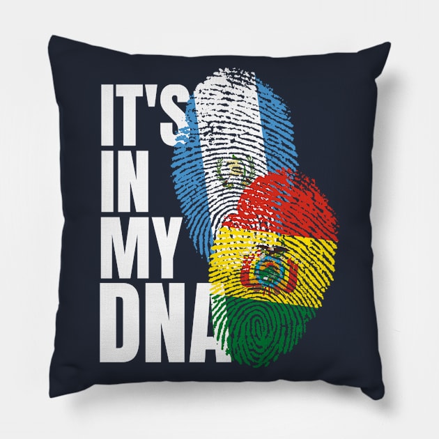 Guatemalan And Bolivian Mix DNA Flag Heritage Gift Pillow by Just Rep It!!