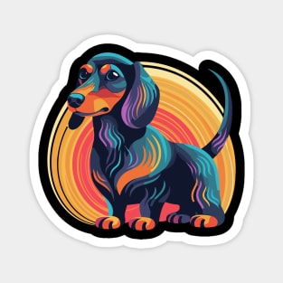 Groovy Dapple Dachshund Sunset Magnet