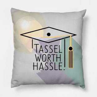 Graduation "Tassel Worth Hassle", Retro Design Pillow