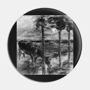 drinking cow - Max Liebermann Pin