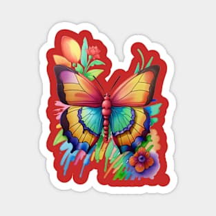 butterfly and flowers Magnet