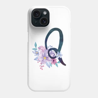 Floral Monogram Q Pretty Lilac Bouquet Phone Case