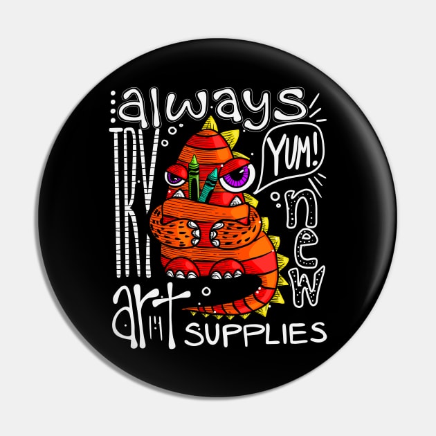 Try New Art Supply Creature Eats Crayon Pin by The Craft ACE