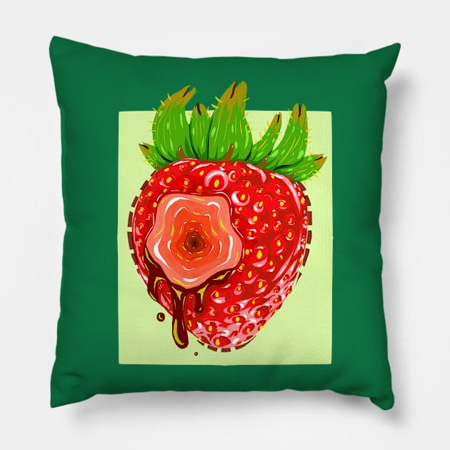 Strawberry Lumps Pillow by Daisesprout